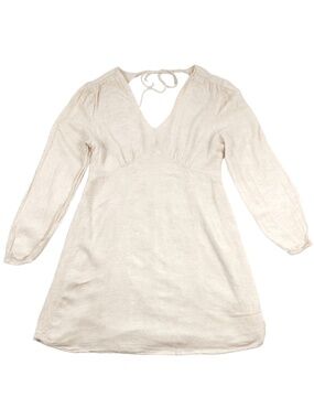 Sincerely Jules Linen Blend Dress L Oatmeal Boho Neutral